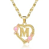 Qitian Initial Heart Necklace for Women Heart Gold Letter A-Z Name Alphabet Pendant Necklace for women Gift