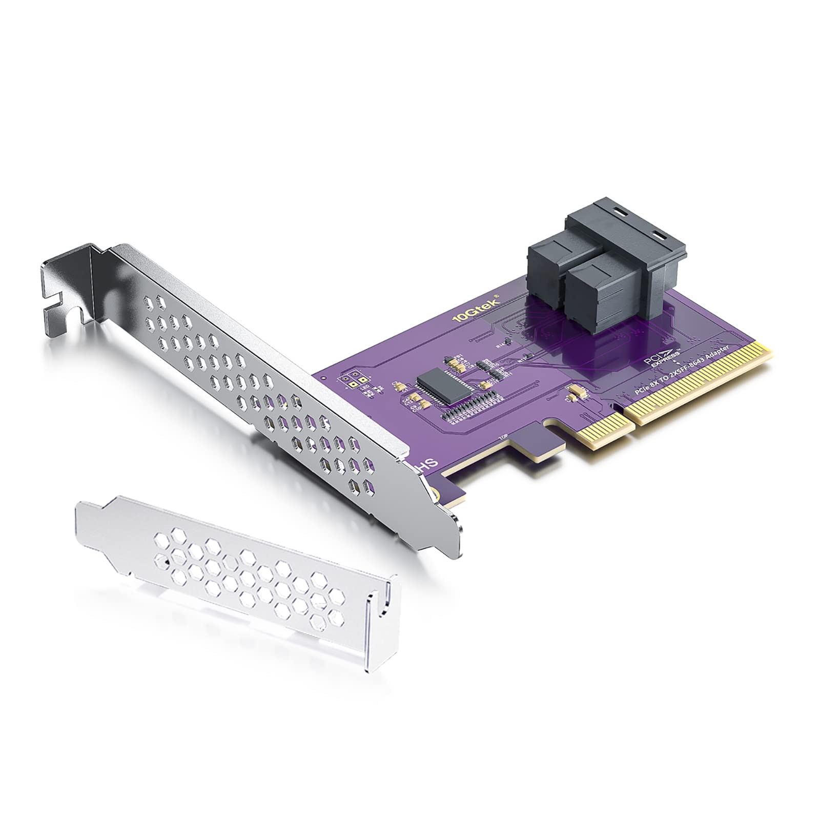 10Gtek® PCIe 3.0 X8 zu SFF-8643 Adapter für U.2 SSD, X8, (2) SFF-8643, mit Low-profile Bracket, Support Windows 10/2016/2019, REHL/Cent0S 7/8, VMware ESXi 6/7, Ubuntu Linux 18/20/21, etc.