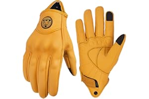 mjmoto Yellow Classic Goat Leather Motorcycle Gloves with Hole Summer Cycling Bicycle Riding Gloves for Motorcyclist Protective Gloves