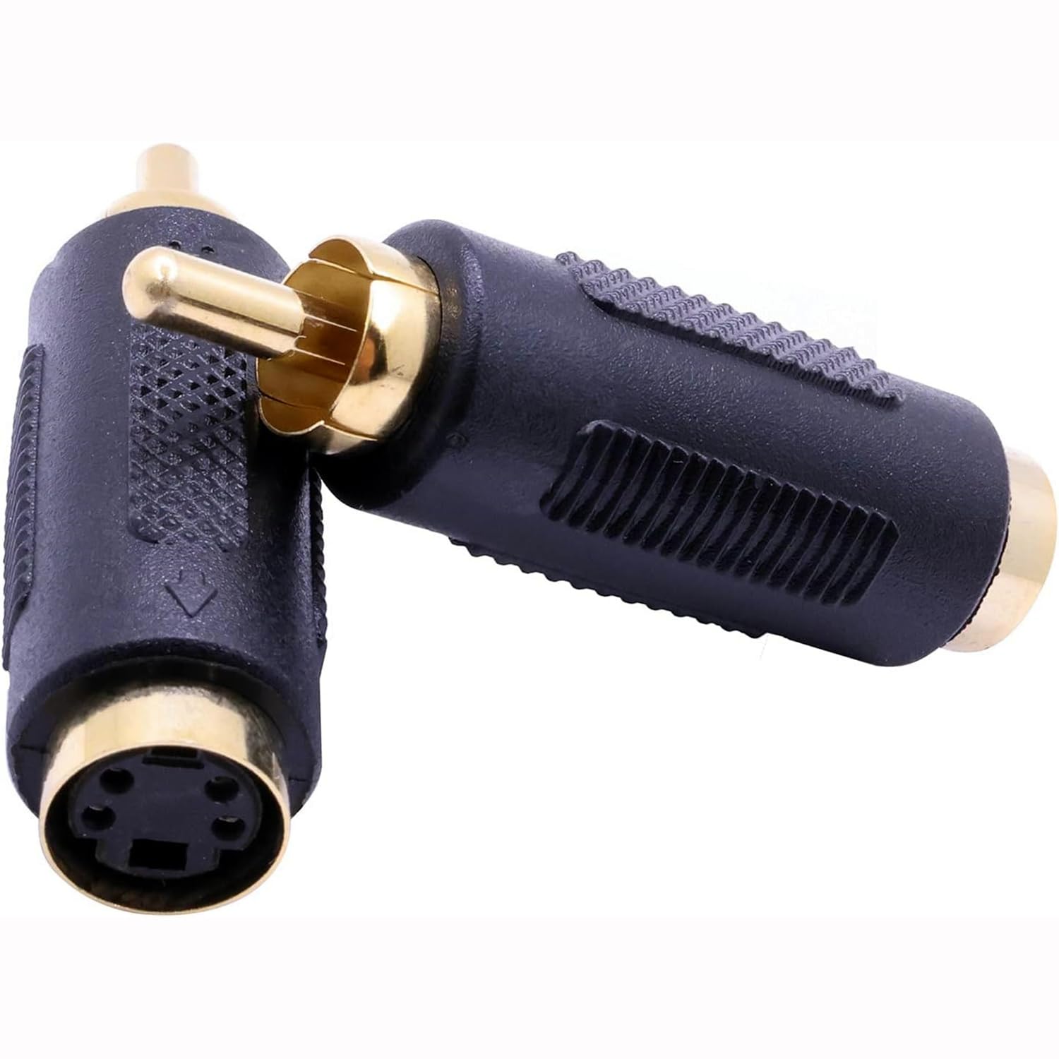 2 Pcs S-Video RCA Male to 4 Terminal Female Connector Stereo Audio Video Cable Adapter Coupler (Male to Female)