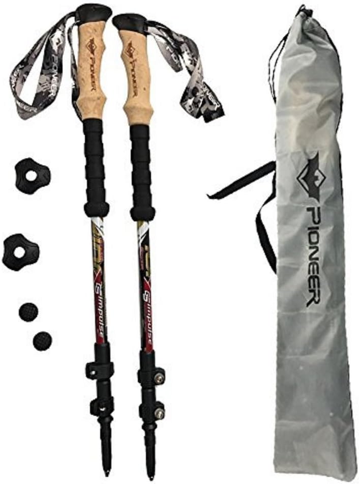 FODR 2 PCS 100% Carbon Fiber Hiking /walking trekking poles stick Adjustable Retractable Ultralight & Collapsible with Quick Flip-Lock, EVA Grips Hiking Sticks for Outdoor Walking Trekking Climbing