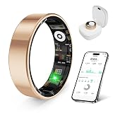 prxxhri Smart Health Ring, Featuring Stress and Sleep Monitoring Functions, Compatible with iOS and Android, Waterproof Fitness Tracker for Women & Men, No Subscription Fee. (Rose Gold, 8)