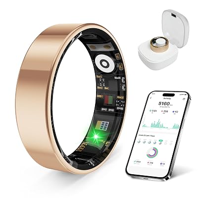 prxxhri Smart Health Ring, Featuring Stress and Sleep Monitoring Functions, Compatible with iOS and Android, Waterproof Fitness Tracker for Women & Men, No Subscription Fee. (Rose Gold, 8)