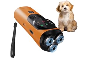 GUODUN ARMOR Anti Barking Device for Dogs New Upgraded Version Rechargeable Dog Barking Silencer 3X Head Ultrasonic Dog Repeller with Flashlight 50FT Indoor Outdoor Portable Training Tool(Orange)