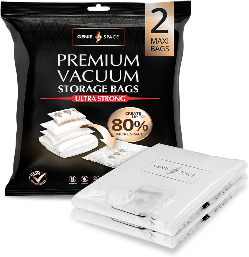 GENIE SPACE Vacuum Storage Bags 110x90cm Airtight 2 Pack for Clothes