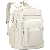 PRAGARI Kids Backpack for School Cute Aesthetic Beige Backpack Girls Student Bookbag Women Travel Lightweight Book Bag