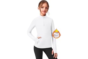 Zaclotre Girls Fleece Long Sleeve Shirts Half Zip Pullover Sweatshirt with Pockets Kids Athletic Winter Jacket