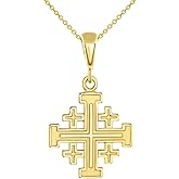 Jewelry America Solid 14K Yellow Gold Crusaders Jerusalem Cross Pendant Necklace