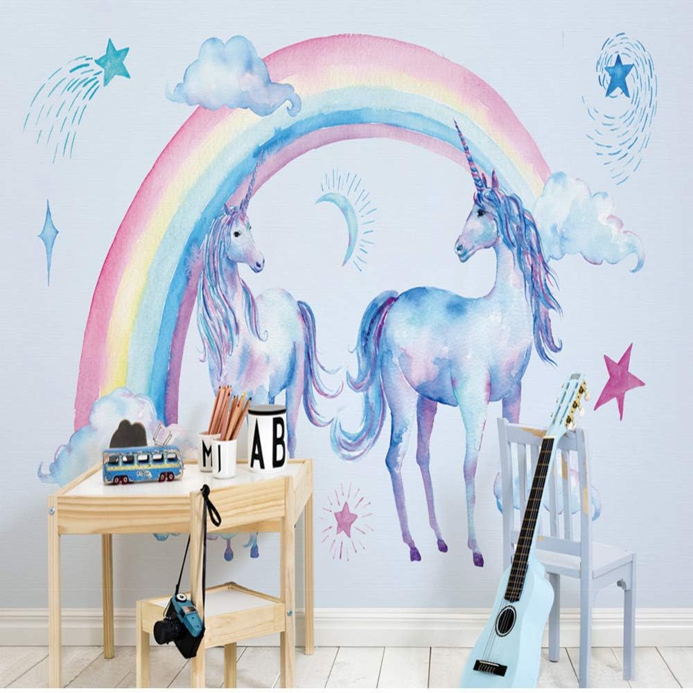 Amazon 壁紙 3d カスタム レインボー ユニコーン ペガサス 壁画 3d リビングルーム ソファ Tv 壁 寝室 壁画 Miwei 壁紙