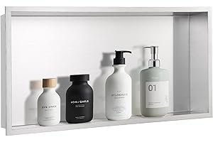 MUSCHBATH Brushed Nickel Recessed Shower Niche (24” x 12“), No-Tile, Stainless Steel, Built-in Wall for Bathroom, Bedroom, Living Room Storage
