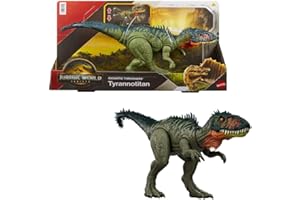 Mattel Jurassic World Rebirth Gigantic Thrashers Tyrannotitian Dinosaur Figure Toy, 2 Tail Activated Rampage Attacks, Digital Play