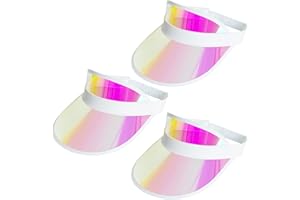 Jmkcoz 3 Pack Sun Visor Hats Women Men Clear Colored Plastic Tennis Beach Sport Cap Adjustable Golf Sunhat Headwear