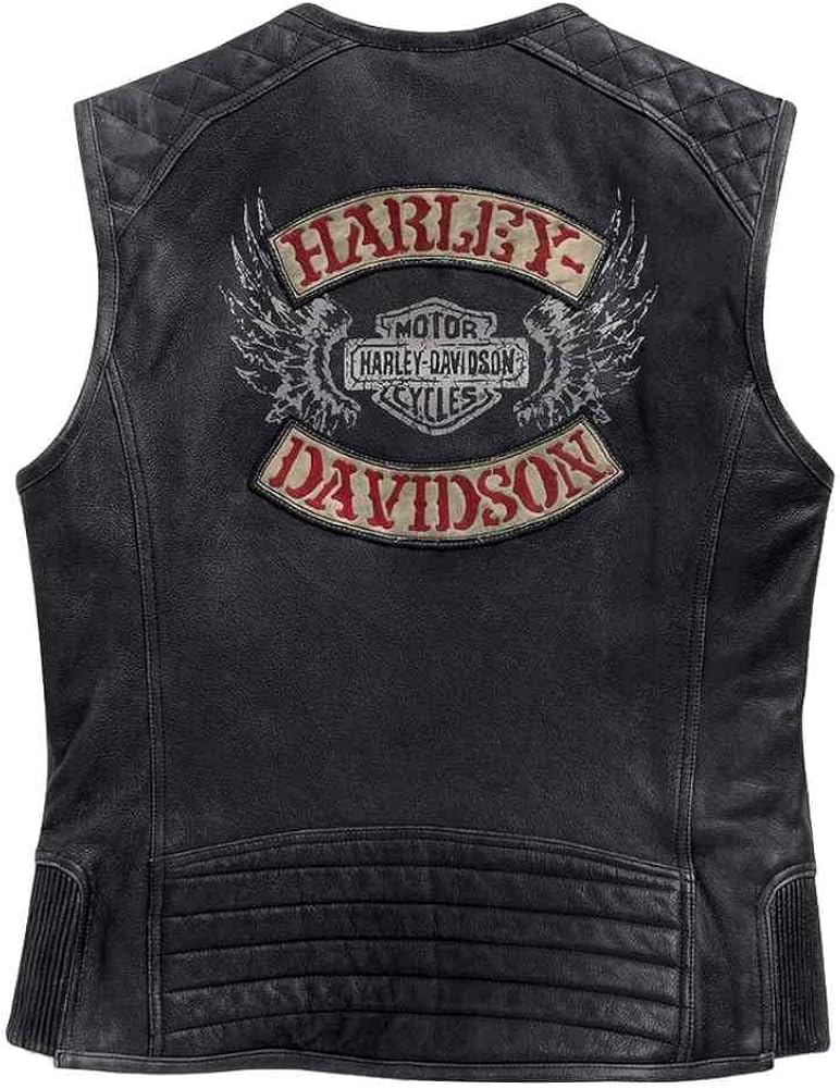 harley davidson distressed leather vest