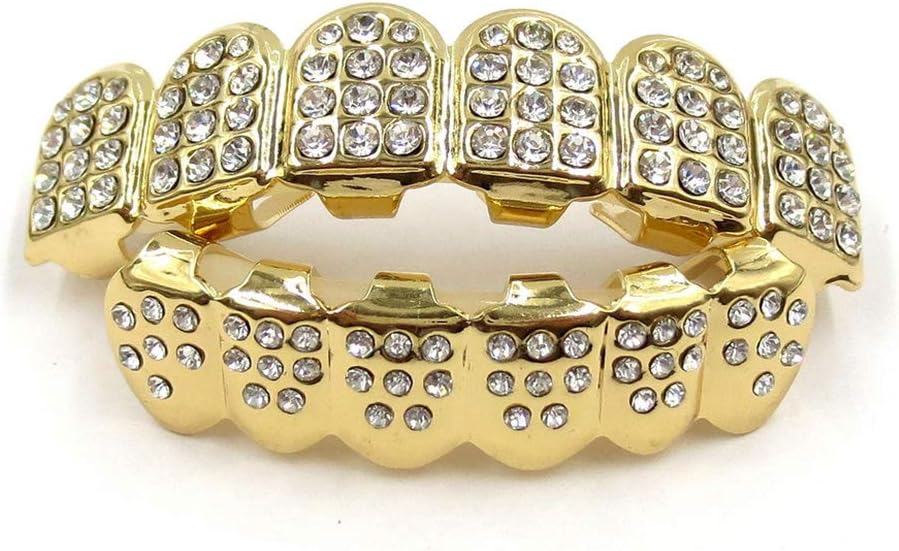 Huihuay New Fshion Hip Hop Gold Silver Iced Out CZ Teeth Grillz Top Bottom Bling Men Women Jewelry