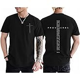 Lubpow Christian Shirts for Men Vintage Religious Cross Bible Verse T-Shirt Jesus Faith Tshirt Inspirational Graphic Tees