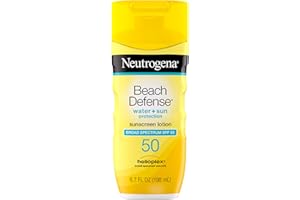 Neutrogena Sunscreen Lotion Beach Defense SPF 50, Face and Body Sunscreen, Hawaii Reef Act 104 Compliant, Octinoxate & Oxybenzone Free, Oil Free, Fast Absorbing Sun Care, 6.7 fl oz