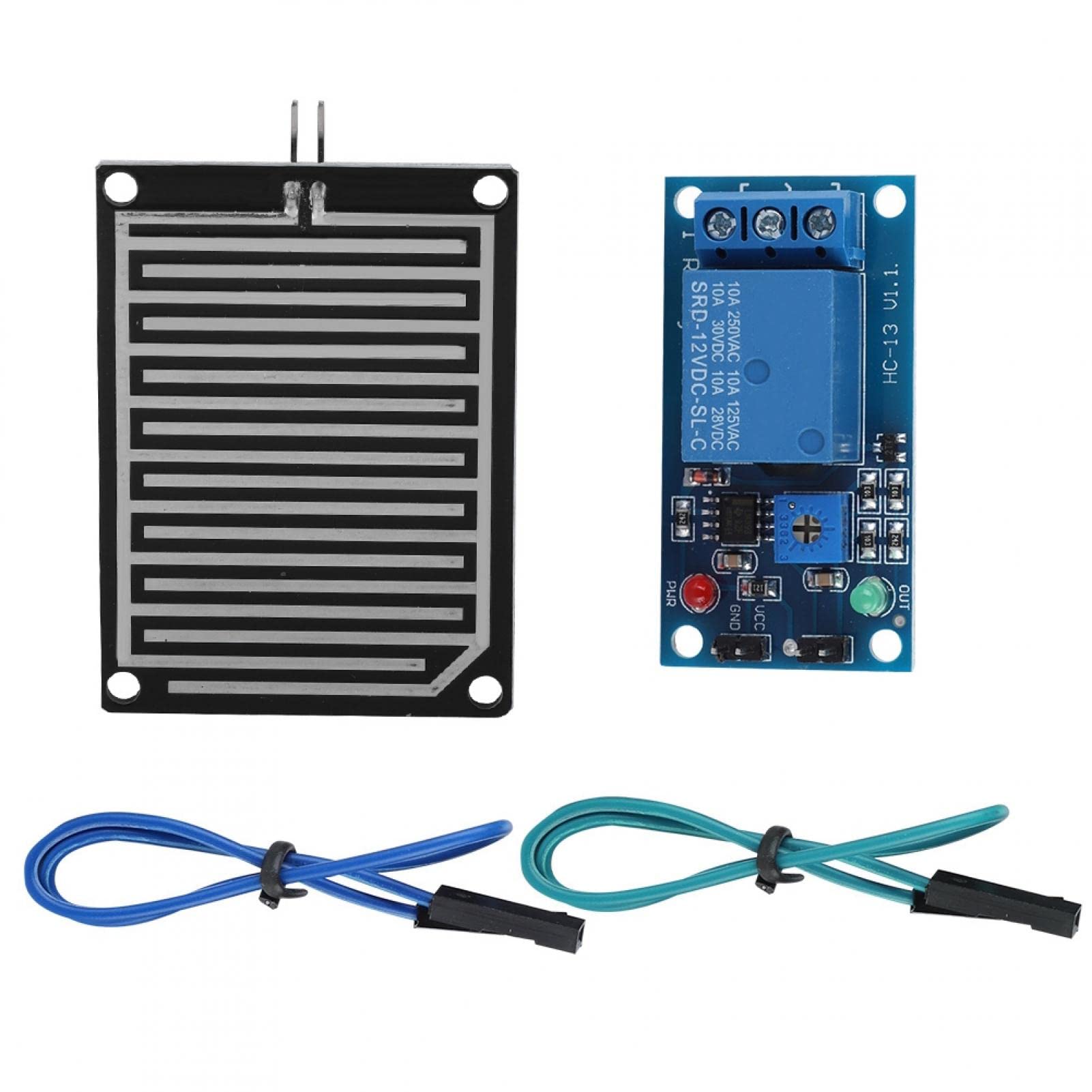Rain Water Sensor Module, Raindrops Sensor, Raindrops , 12V Rain Water Detection Module Relay Control with Relay and 20cm cable