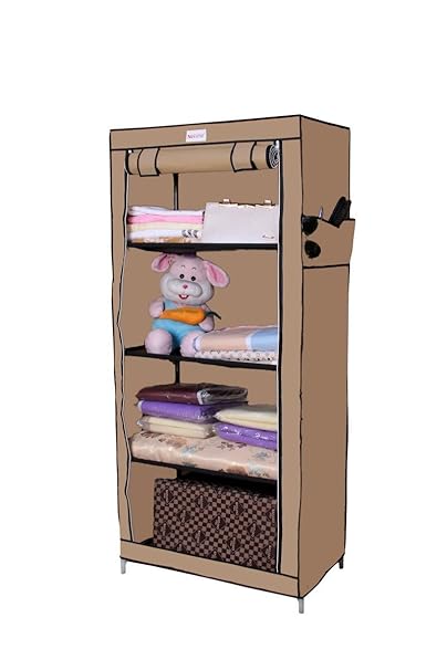 Novatic Classic Supreme Quality Foldable Carbon Steel Collapsible Wardrobe with Capacity and Single Door (Cream)