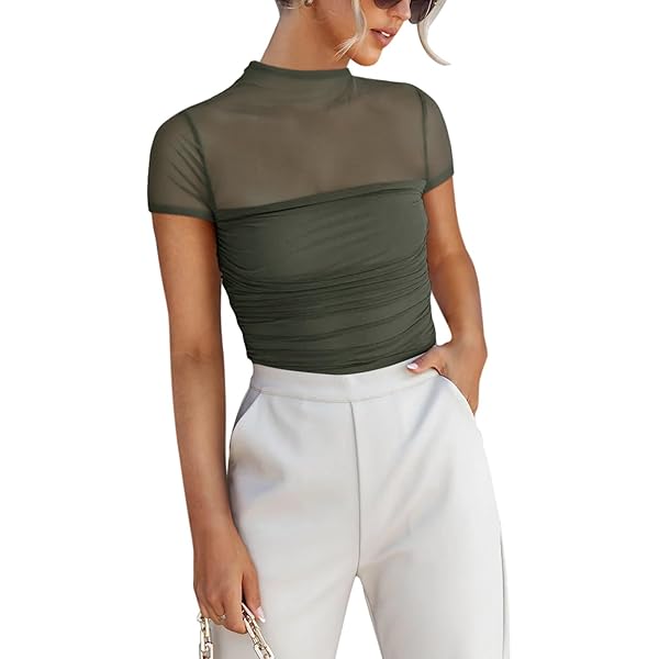 Amazon.com: REORIA Women's Sexy Square Neck Short Sleeve