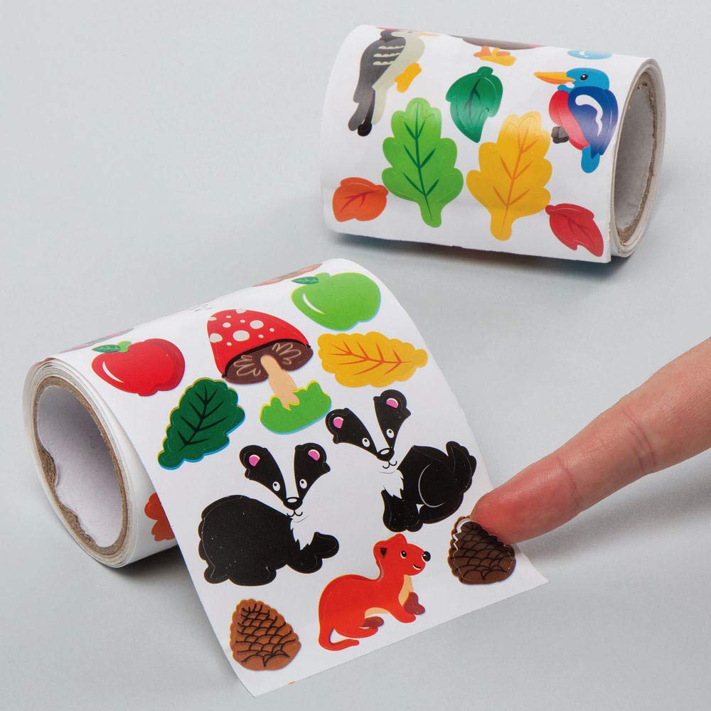 Baker Ross AX286 Harvest Festival Sticker Rolls - Pack of 600, Kids Stickers, Ideal for Children's Arts and Crafts Projects, Great for Card Making and Scrapbooking