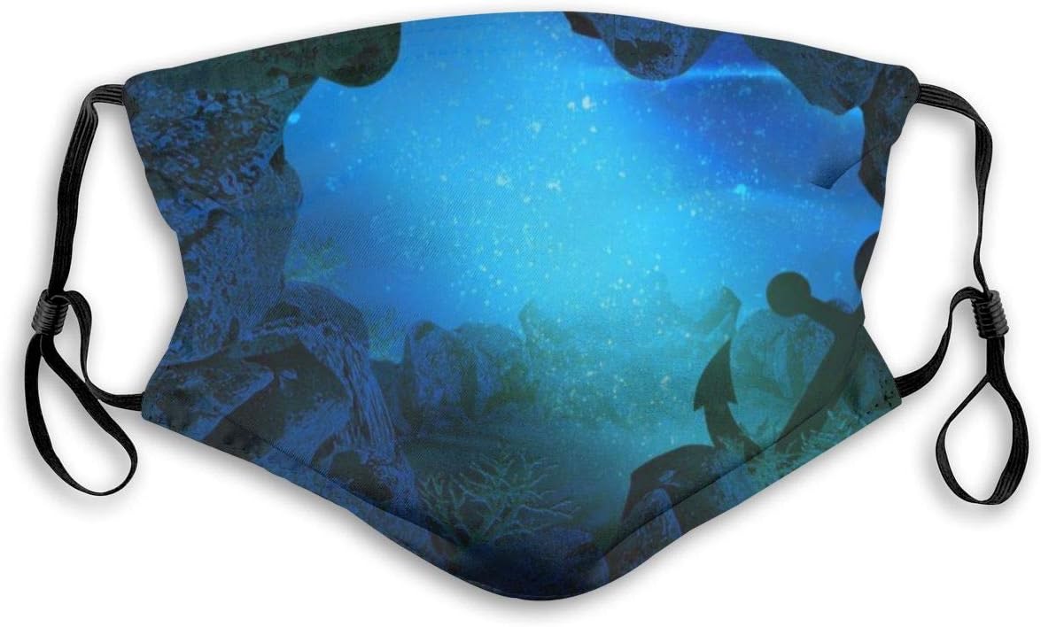 Anti-Dust Face Mask The Bottom Of The Sea Anti PM2.5 Mouth Mask Fashion Mouth-Muffle Equipped 2 Replaceable Carbon Filter With 5 Protective Layers For Outdoor Use