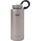 Vargo Titanium para-Bottle | Ultralight Titanium Water Bottle with 7 Feet of Replaceable 550 Paracord | 1 Liter (34 oz.) | Model T-452