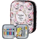 Wanshui Crochet Hook Case,Portable Zipper Storage Organizer Bag for Crochet Hooks, Knitting Needles, Project & Sewing Supplies, Lightweight,Easy to Hold (No Accessories Included).Pink Flower