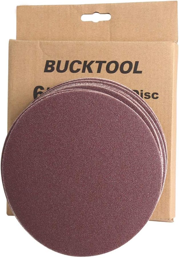 BUCKTOOL 6-Inch 120 Grit Aluminum Oxide Sanding Disc, Self Stick, 10-Pack