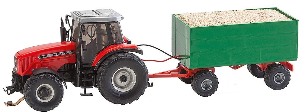 Faller FA161588 MF Tractor with Wood Chip Trailer Viking Accessories for Model Railway, Model Building, Not Inquired, Red