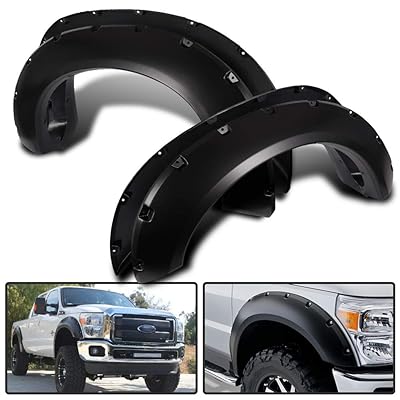 Pit66 Fender Flares Pocket Rivet Style 4 Pcs Black Fit For 2011-16 Ford F250 F350 Super Duty Pickup