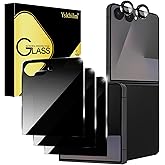 Yskbilm (3+2 Pack) Privacy Screen Protector for Samsung Galaxy Z Flip 7 + Aluminum Metal Circle Camera Lens Protector,Anti-spy,9H Shatterproof, Bubble-Free, Case Friendly for Galaxy Z Flip 7