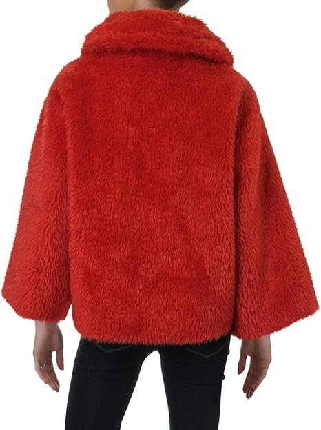 short red faux fur coat