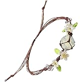 OKQEF Crystal Bracelet for Women Beach Boho Bracelets Summer Natural Stone Energy Healing Crystals Bracelets Quartz Jewelry Braided Adjustable Anxiety Bracelet for Graduation Birthday Gift