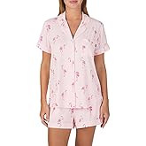 kate spade new york Pajamas for Women 2 Piece Set Comfy Modal Classic Short Sleeve Notch Collar Button Top & Shorts