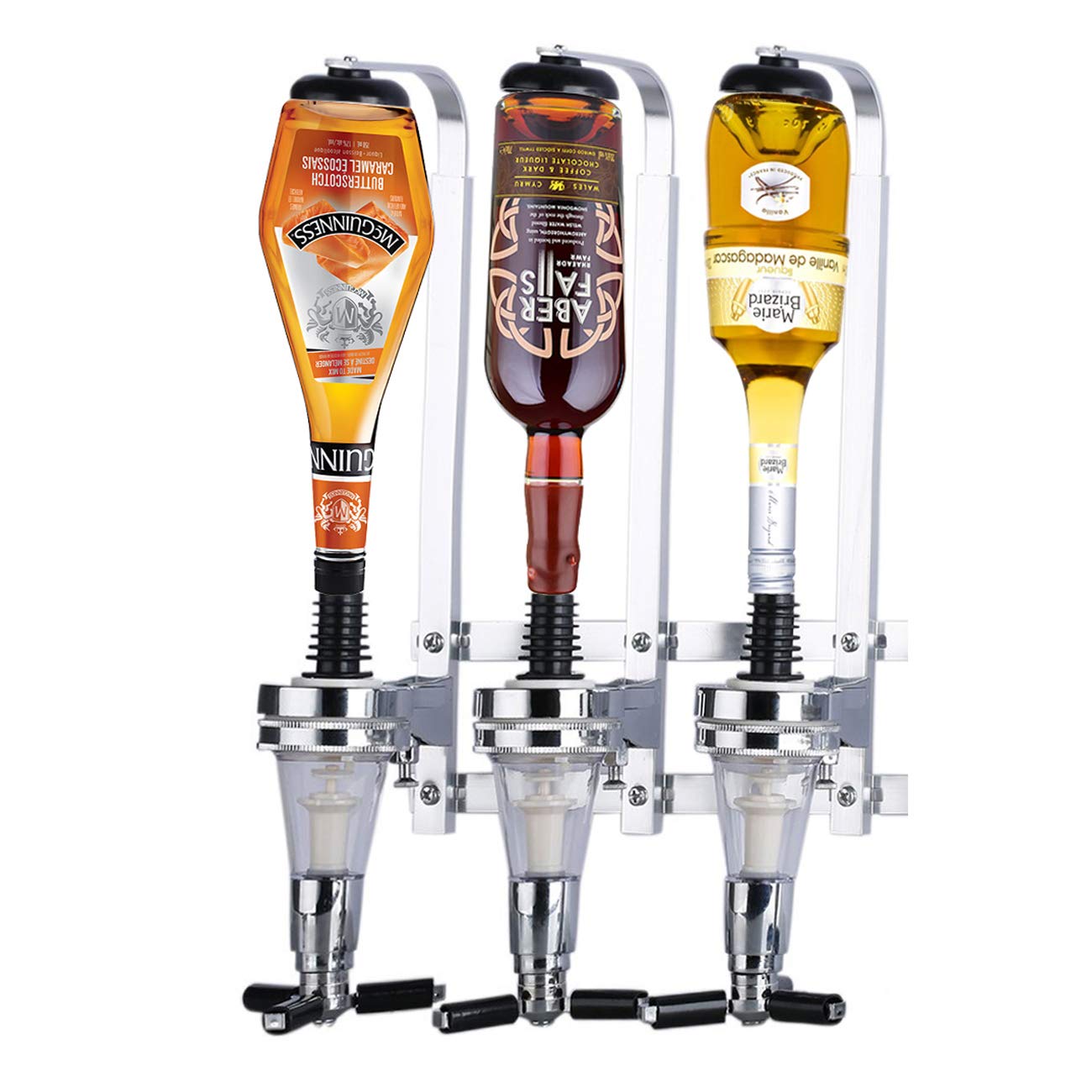 3 Bottle Optics for Spirits, Dyna-Living Bar Optics Wall Mounted Wine Drink Dispenser Upside Down Drink Dispenser Home Bar Garage Man Cave