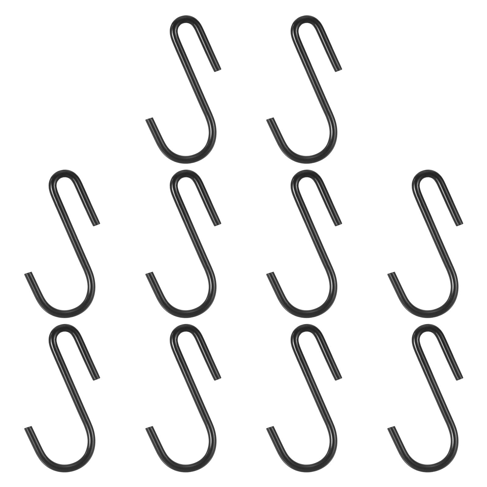 PATIKIL 2.4" S Shaped Hooks, 10 Pack Multipurpose S Hanging Hooks for Hanging Items in Your Home, Garage, Workshop, Black