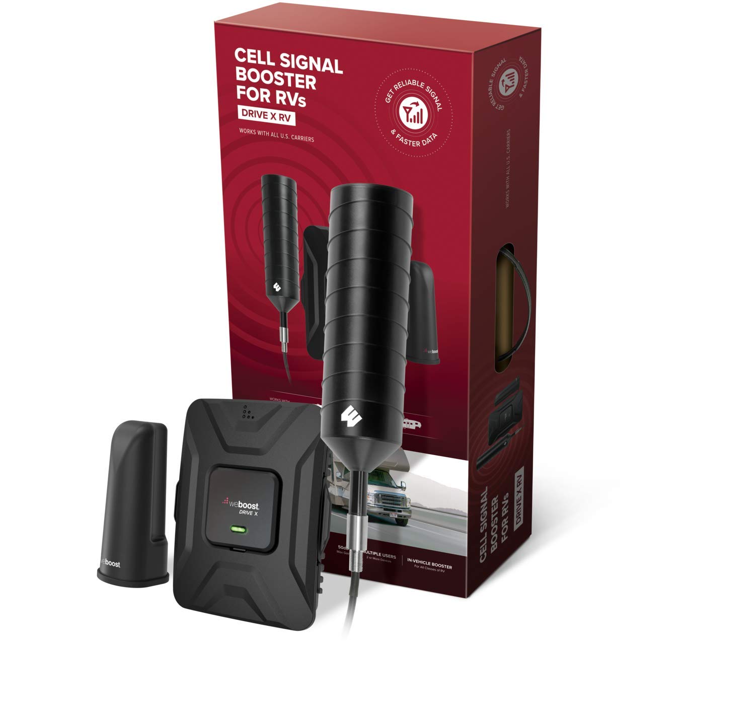 weBoost Drive X RV (471410) Cell Phone Signal Booster | U.S. Company | All U.S. Carriers - Verizon, AT&T, T-Mobile, Sprint & More | FCC Approved, RV & Motorhome Moving + Stationary