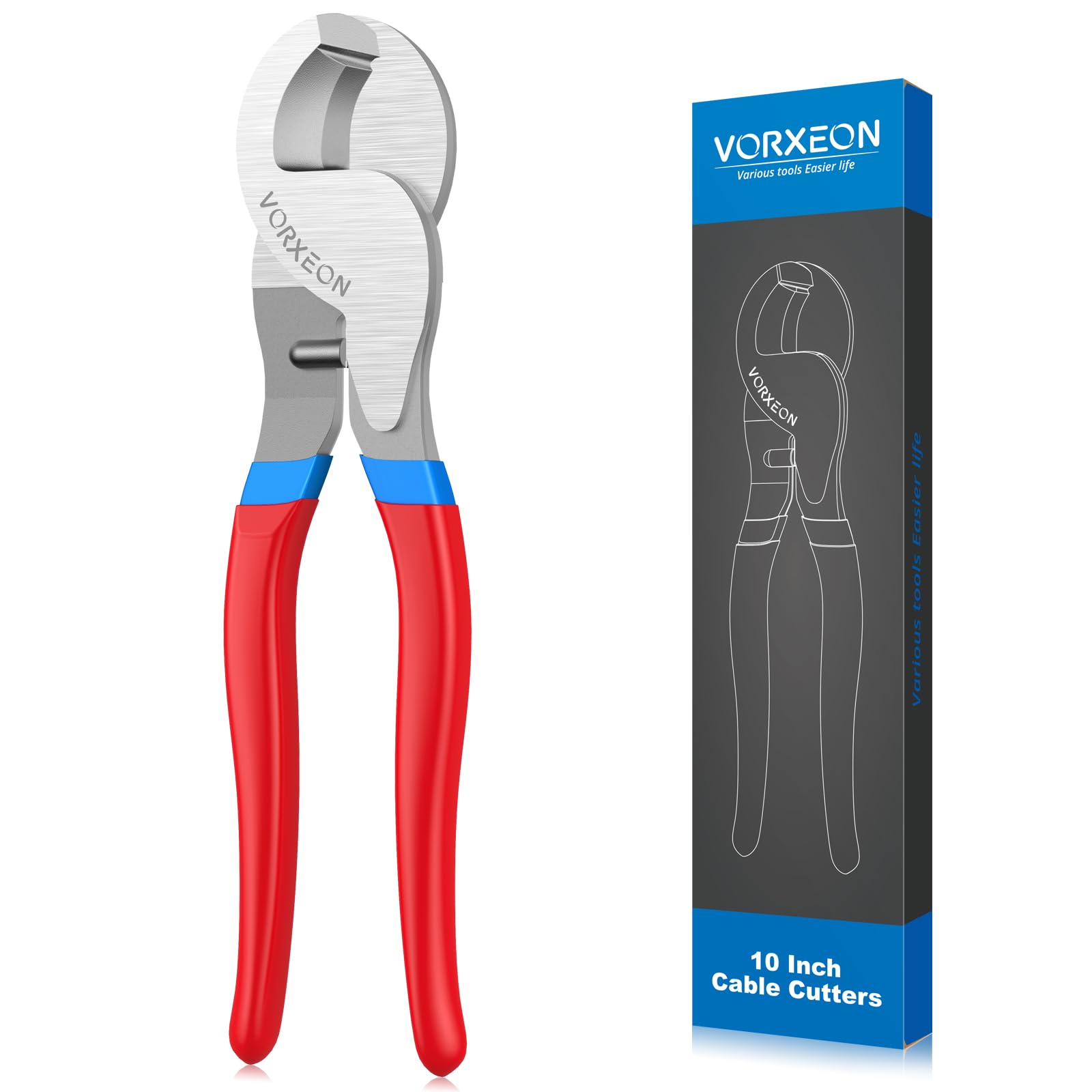 VORXEON Cable Cutter 10inch Heavy Duty Large High Leverage Cutter Tool for Aluminum Copper Wire Communications Cable (Except Steel Wire