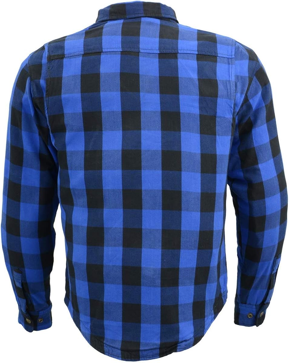 Milwaukee Leather MPM1634 Men’s Armored Checkered Flannel Biker Shirt with Aramid by DuPont Fibers: Automotive