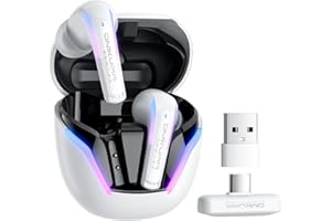 ONIKUMA GAMING Wireless Gaming Earbuds 20ms Ultra-Low Latency, Dual-Mode 2.4GHz + BT5.3 with ENC Mic, USB-C Dongle for PS5/PS4, Meta Quest 3/3S/2, Steam Deck, Switch, PC/Mobile, White