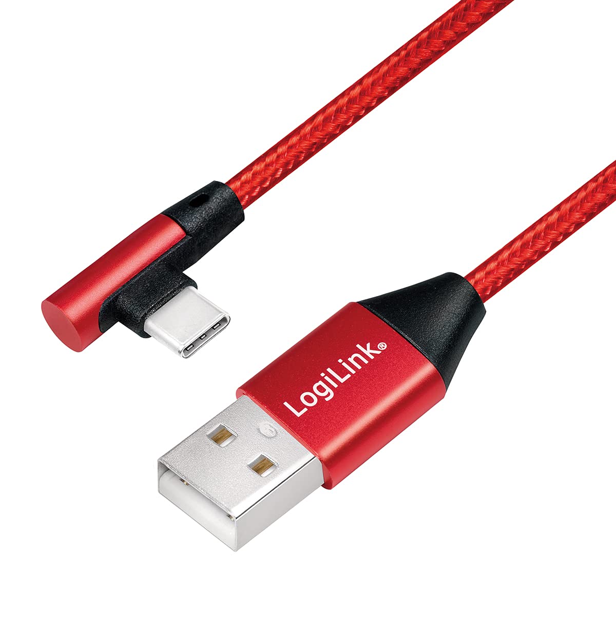 USB 2.0 Connection Cable USB (Type A) to USB (Type C) 90° Angled Red 1 m