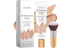 LWEI BLVEF BB Blur Tinted Moisturizer SPF 30, BB Cream Tinted Moisturizer with Broad Spectrum SPF, BB Tinted Care Primer with Brush, Full Coverage Light-Medium Skin Color Hydrating & Smoothing (Natural)-1PCS-T3.