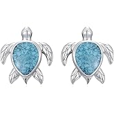 JKR Ocean Themed Earrings Turtle/Starfish/Dolphin/Seahorse/Jellyfish Sterling Silver Stud Earrings Turquoise Jewelry for Women Birthday Christmas Gifts for Her