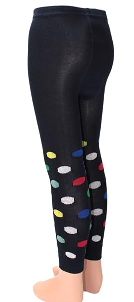 Kinder Leggings mit farbigen Punkten, Farben alle:marine;Größe:27/30 bzw. 110/116