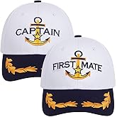 ZUYYON 2 Pcs Captain Hat and First Mate Hat Set Matching Skipper Boating Baseball Caps Nautical Marine Sailor Embroidered Cap