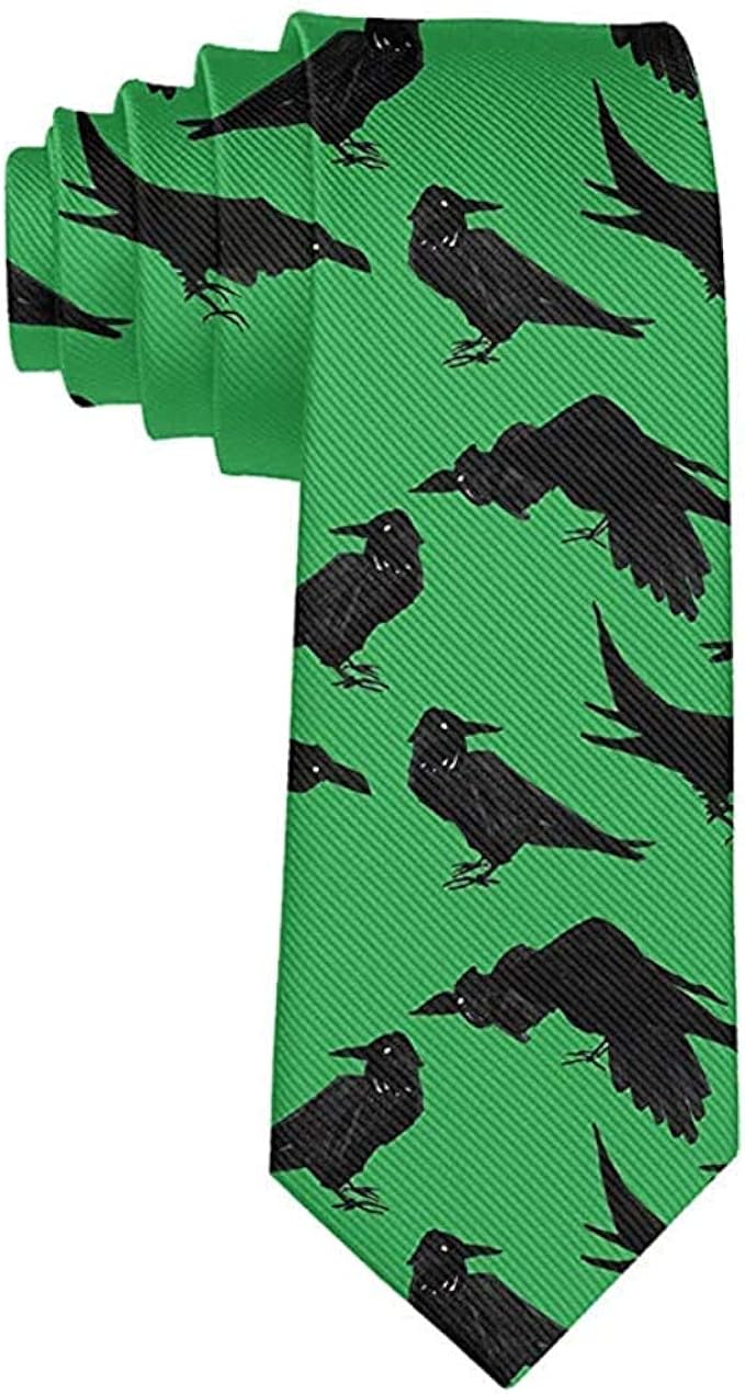 Tie Funny Neckties Crows Ravens Green Fashion Wide Novelty Neck Ties