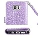 UrbanDrama Case for Galaxy S7 Edge, S7 Edge Wallet Kicktand Shiny Luxury Folio Flip PU Leather Wristlet ID Credit Card Slot Cash Pocket Phone Case Compatible for Samsung Galaxy S7 Edge, Purple