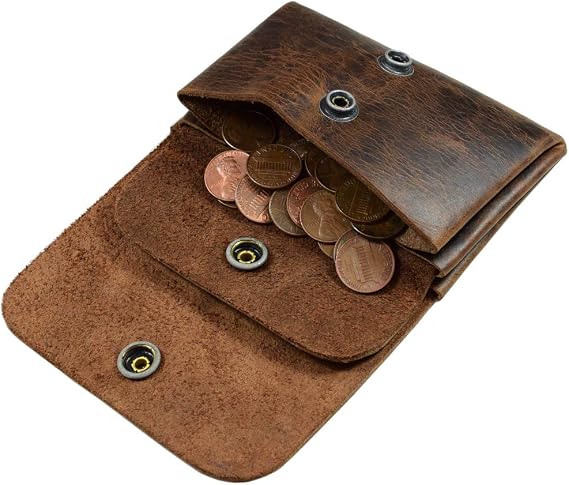 Hide & Drink Leather Taco-Shape Pouch - Handmade Full Grain Leather, Multi-Use Organizer (Old Tobacco Color) - View #3