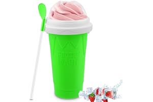 FIRJUTY Slushie Maker Cup - DIY Magic Slushy Maker Squeeze Cup, Portable Smoothie Squeeze Cup for Juices, Milk and Ice Cream Make, Double Layer Squeeze Slushy Maker Cup, Birthday Gifts for Family (Green)