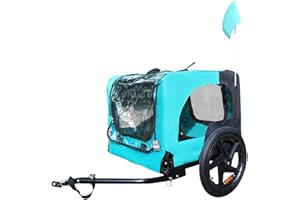 HomVent Dog Bike Trailer - Folding Pet Carrier Wagon with 16 Inch Wheels for Small and Large Dogs